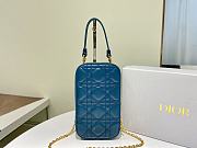 Lady Dior Phone Holder Cannage Lambskin In Blue S0872 Size 18x10.5x2.5cm - 3