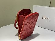 Lady Dior Phone Holder Cannage Lambskin In Red S0872 Size 18x10.5x2.5cm - 6