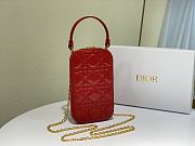 Lady Dior Phone Holder Cannage Lambskin In Red S0872 Size 18x10.5x2.5cm - 4