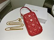Lady Dior Phone Holder Cannage Lambskin In Red S0872 Size 18x10.5x2.5cm - 2