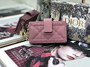 Lady Dior 5 Gusset Card Holder Pink Patent Cannage Calfskin S0074 Size 10.5x 6x3 cm - 1