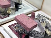 Lady Dior 5 Gusset Card Holder Pink Patent Cannage Calfskin S0074 Size 10.5x 6x3 cm - 5