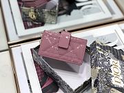 Lady Dior 5 Gusset Card Holder Pink Patent Cannage Calfskin S0074 Size 10.5x 6x3 cm - 3