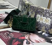 Dior Green Patent Cannage Leather Gusset Card Holder Dior