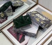 Lady Dior 5 Gusset Card Holder Green Patent Cannage Calfskin S0074 Size 10.5x 6x3 cm - 2
