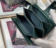 Lady Dior 5 Gusset Card Holder Green Patent Cannage Calfskin S0074 Size 10.5x 6x3 cm - 6