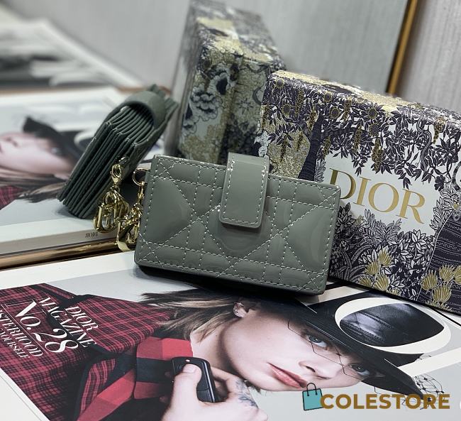 Lady Dior 5-Gusset Card Holder Black Patent Cannage Calfskin