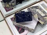 Lady Dior 5 Gusset Card Holder Blue Patent Cannage Calfskin S0074 Size 10.5x 6x3 cm - 6