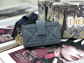 Lady Dior 5 Gusset Card Holder Blue Sky Patent Cannage Calfskin S0074 Size 10.5x 6x3 cm