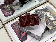 Lady Dior 5 Gusset Card Holder Wine Sky Patent Cannage Calfskin S0074 Size 10.5x6x3 cm - 2