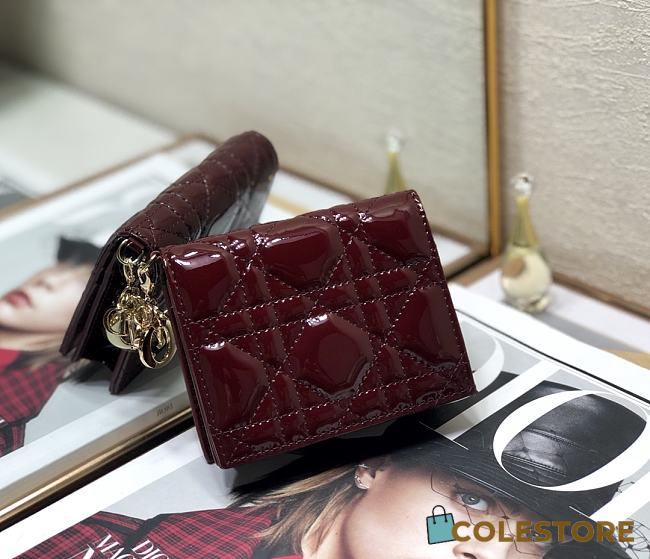 Mini Dior Lady Small Wallet Patent S0178 Size 11x8.5x3 cm - 1