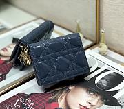 Mini Dior Lady Small Wallet Blue Patent S0178 Size 11x8.5x3 cm - 1