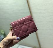 Mini Dior Lady Small Wallet Pink Patent S0178 Size 11x8.5x3 cm - 2