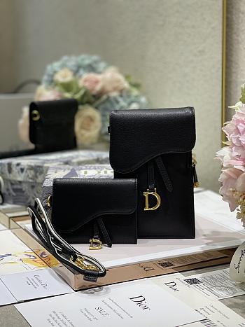 Dior Vertical Saddle Pouch In Black S5641 18.5x12x7.5cm & 12x7.5cm