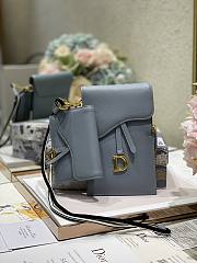 Dior Vertical Saddle Pouch In Blue S5641 18.5x12x7.5cm & 12x7.5cm - 3
