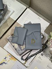 Dior Vertical Saddle Pouch In Blue S5641 18.5x12x7.5cm & 12x7.5cm - 6