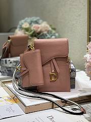 Dior Vertical Saddle Pouch In Pink S5641 18.5x12x7.5cm & 12x7.5cm - 5