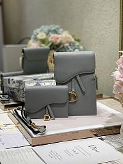 Dior Vertical Saddle Pouch In Grey S5641 18.5x12x7.5cm & 12x7.5cm - 1