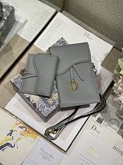 Dior Vertical Saddle Pouch In Grey S5641 18.5x12x7.5cm & 12x7.5cm - 3