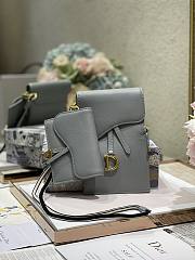 Dior Vertical Saddle Pouch In Grey S5641 18.5x12x7.5cm & 12x7.5cm - 6