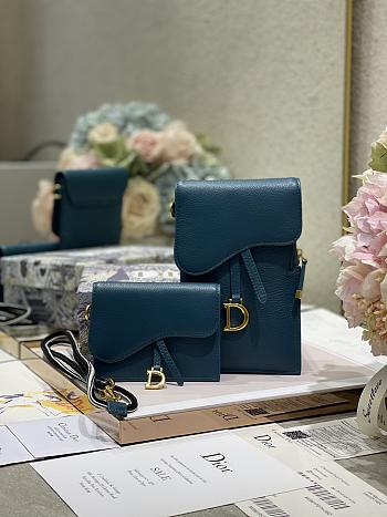 Dior Vertical Saddle Pouch In Navy Blue S5641 18.5x12x7.5cm & 12x7.5cm