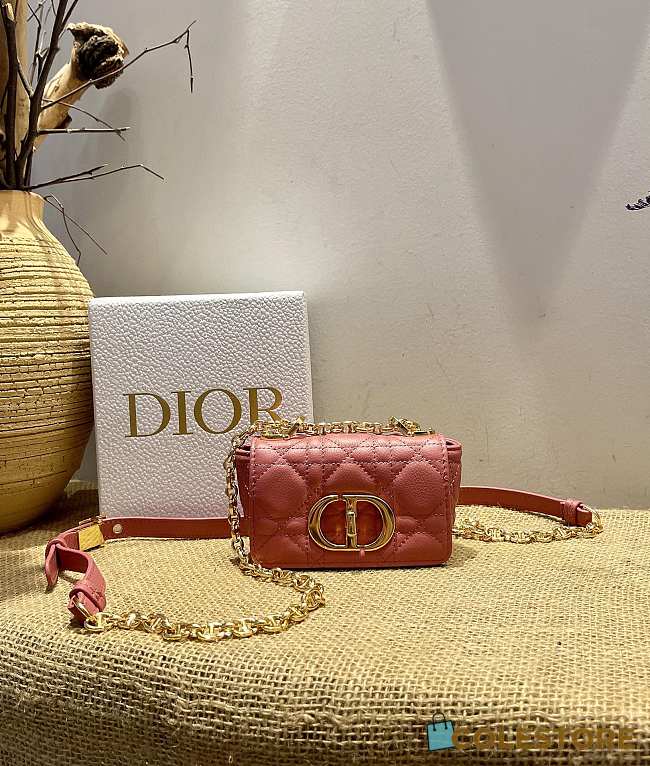 Small Dior Caro Bag Cloud Light Pink Gradient Cannage Calfskin M9241 Size 14x8x4cm - 1