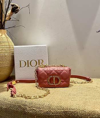 Small Dior Caro Bag Cloud Light Pink Gradient Cannage Calfskin M9241 Size 14x8x4cm