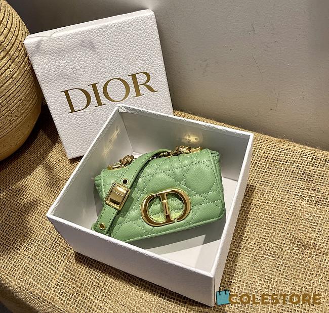 Small Dior Caro Bag Cloud Green Gradient Cannage Calfskin M9241 Size 14x8x4cm - 1