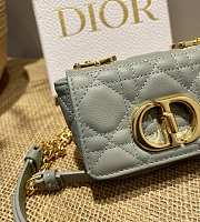 Small Dior Caro Bag Cloud Grey Gradient Cannage Calfskin M9241 Size 14x8x4cm - 2