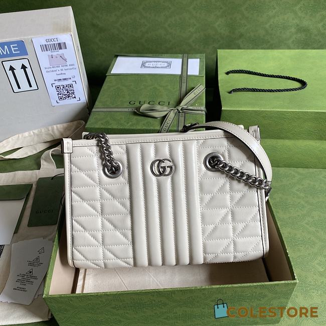 Gucci GG Marmont Handbag In White 681483 Size 26.5x19x11cm - 1