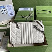 Gucci GG Marmont Handbag In White 681483 Size 26.5x19x11cm - 6