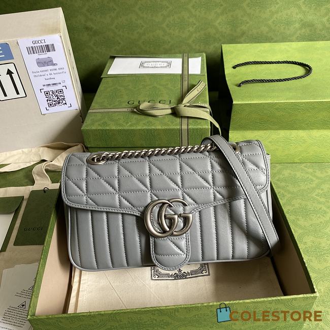 Gucci GG Marmont Shoulder Bag In Grey 443497 Size 26.5x19x11cm - 1