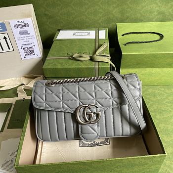 Gucci GG Marmont Shoulder Bag In Grey 443497 Size 26.5x19x11cm