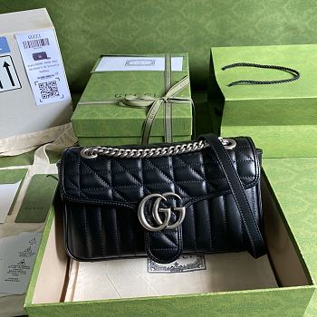 Gucci GG Marmont Shoulder Bag In Black 443497 Size 26.5x19x11cm