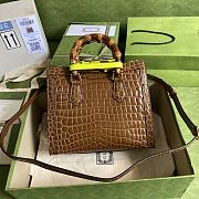 Gucci Diana Mini Borsa Shopping With Crocodile Brown Leather 660195 20cm - 6