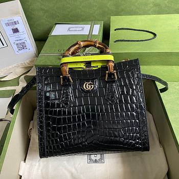 Gucci Diana Mini Borsa Shopping With Black Crocodile Leather 660195 20cm