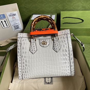 Gucci Diana Mini Borsa Shopping With White Crocodile Leather 660195 Size 20cm