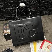 Dolce & Gabbana Embossed-Logo Leather Tote Bag In Black BB702 Size 36x28.5x13cm - 1
