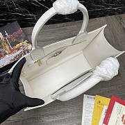 Dolce & Gabbana Embossed-Logo Leather Tote Bag In White BB702 Size 36x28.5x13cm - 5
