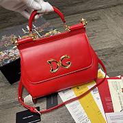Dolce & Gabbana Sicily Print Logo Bag In Red BB600 Size 25X20X12cm - 1