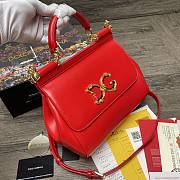 Dolce & Gabbana Sicily Print Logo Bag In Red BB600 Size 25X20X12cm - 4