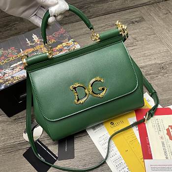Dolce & Gabbana Sicily Print Logo Bag In Green BB600 Size 25X20X12cm
