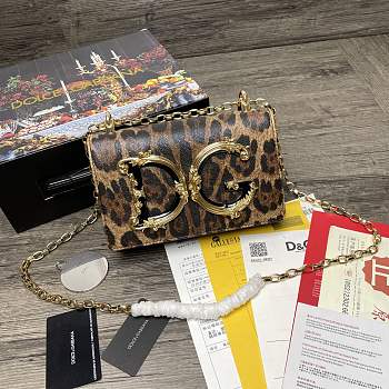 Dolce & Gabbana DG Girls Logo-Embellished Leather Shoulder Bag BI141 Size 21x5x13.5cm