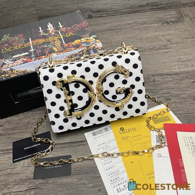 Dolce & Gabbana DG Girls Logo-Embellished In Polka DotLeather Shoulder Bag BI141 Size 21x5x13.5cm - 1