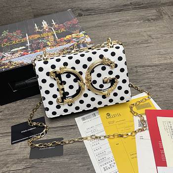 Dolce & Gabbana DG Girls Logo-Embellished In Polka DotLeather Shoulder Bag BI141 Size 21x5x13.5cm