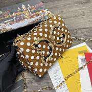 Dolce & Gabbana DG Girls Logo-Embellished In Brown Polka Dot Leather Shoulder Bag BI141 Size 21x5x13.5cm - 5