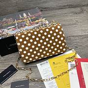 Dolce & Gabbana DG Girls Logo-Embellished In Brown Polka Dot Leather Shoulder Bag BI141 Size 21x5x13.5cm - 2