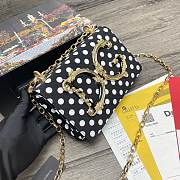 Dolce & Gabbana DG Girls Logo-Embellished In Black Polka Dot Leather Shoulder Bag BI141 Size 21x5x13.5cm - 2
