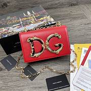 Dolce & Gabbana DG Girls Logo-Embellished In Red Leather Shoulder Bag BI141 Size 21x5x13.5cm - 1