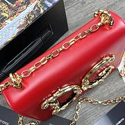 Dolce & Gabbana DG Girls Logo-Embellished In Red Leather Shoulder Bag BI141 Size 21x5x13.5cm - 5